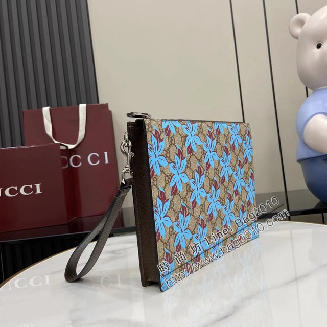 Gucci專櫃古馳2025早秋系列最新款花卉印花男款手拿包手包 jh2687款號：821155